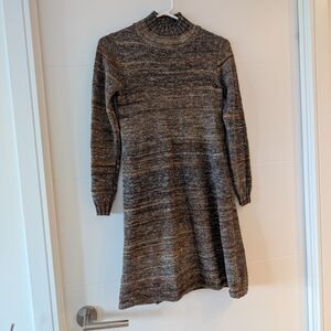 Brown and Gray Knit Sweater Dress